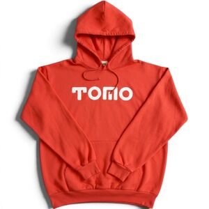 EVERYBODY.WORLD Tomo Graphic Hoodie Orange Red Mens XL Made in USA Cotton Fleece